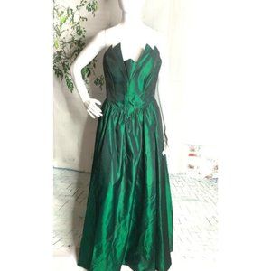 Vintage VICTOR COSTA Women's 10 Green Shimmer Ballgown